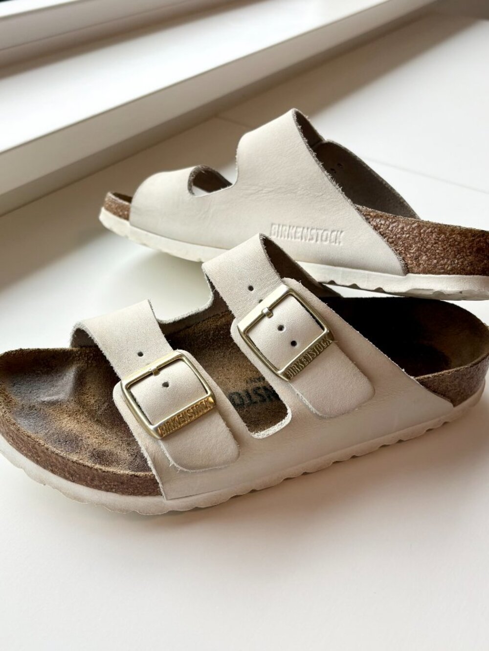 Antique White Birkenstock Arizona Sandals - Picture 2 of 7